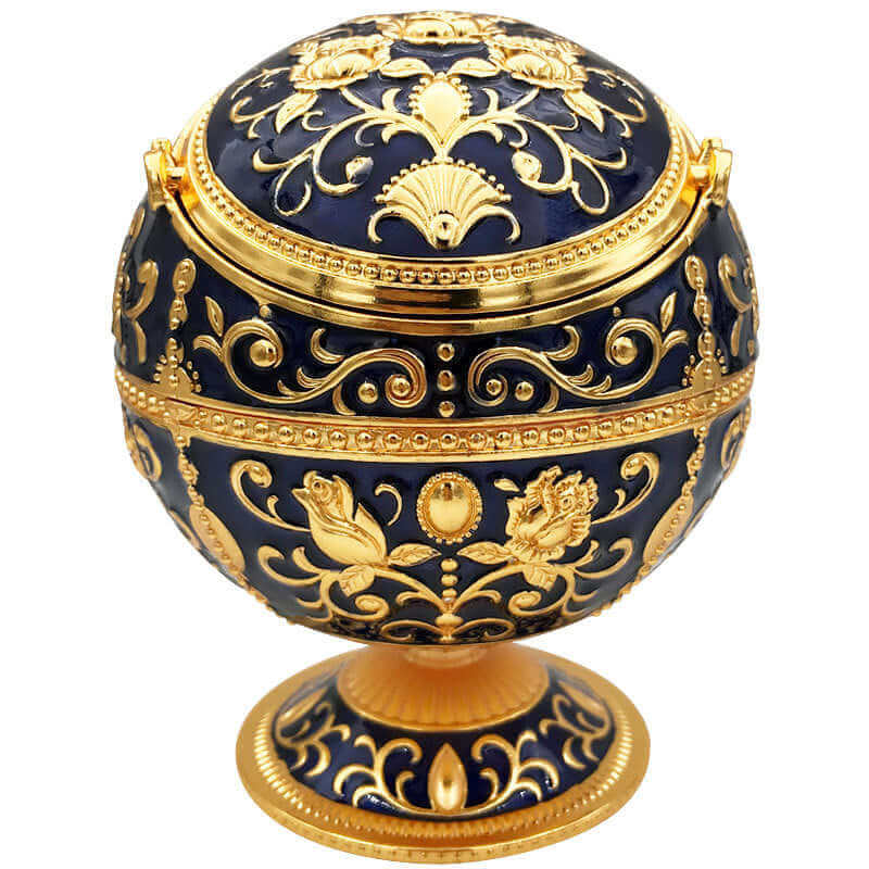 Metal Spherical Globe Decorated Ashtray With Lid