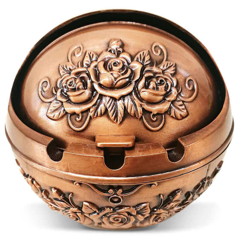 Metal Spherical Globe Decorated Ashtray With Lid