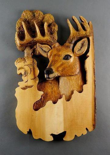 Wooden Animal Carving Wall Hanging