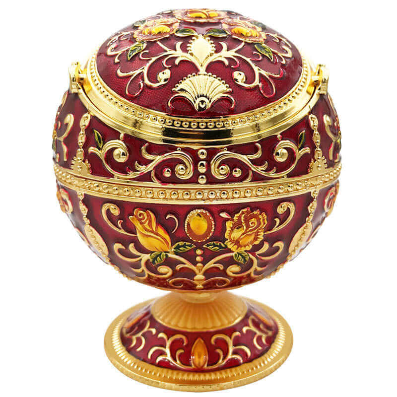 Metal Spherical Globe Decorated Ashtray With Lid