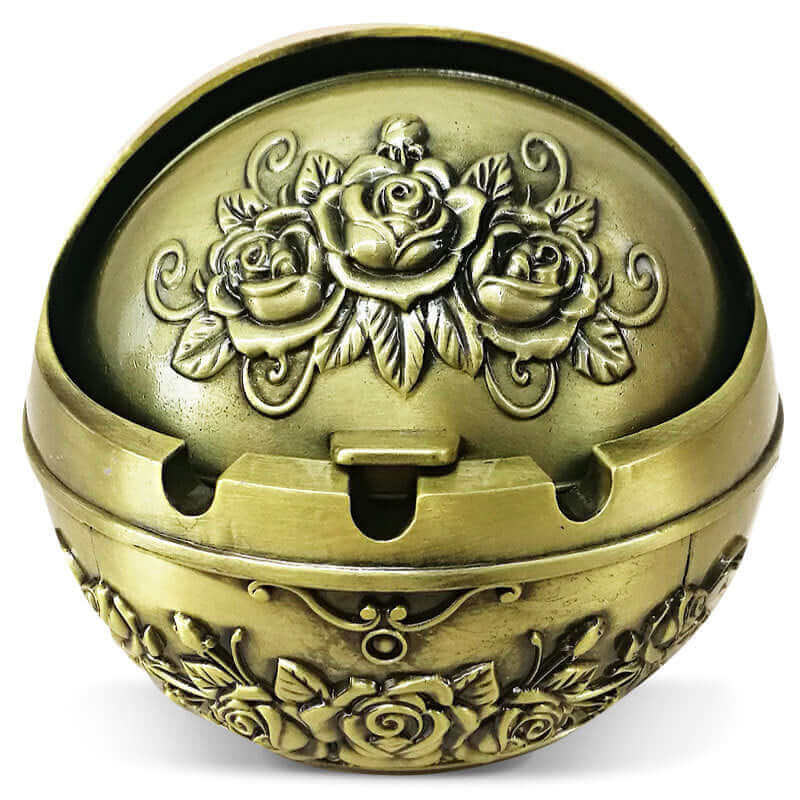 Metal Spherical Globe Decorated Ashtray With Lid