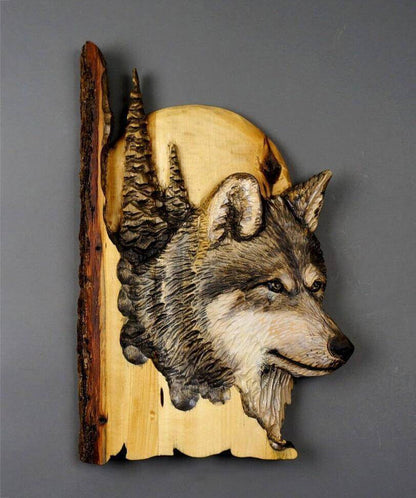 Wooden Animal Carving Wall Hanging