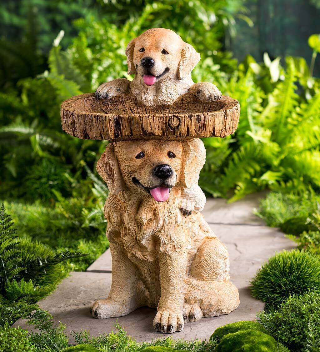 Handcrafted Resin Garden Bird Bath/Feeder with Animal Ornaments