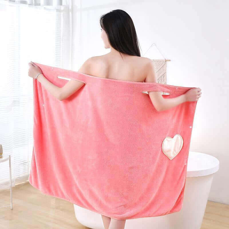 Coral fleece wearable quick bath towel