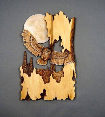 Wooden Animal Carving Wall Hanging