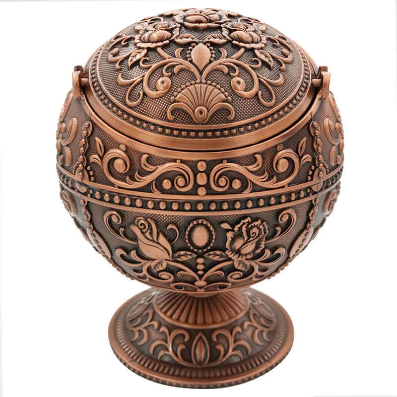 Metal Spherical Globe Decorated Ashtray With Lid