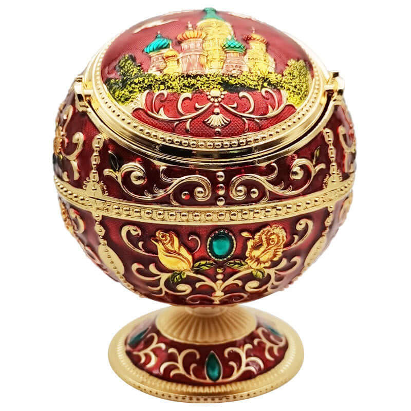 Metal Spherical Globe Decorated Ashtray With Lid