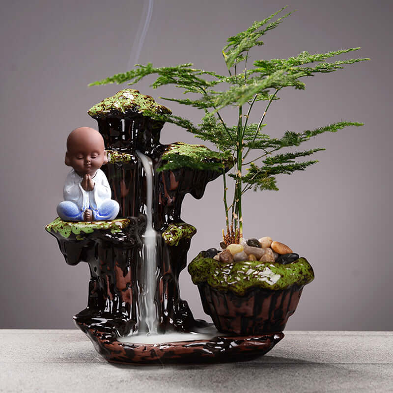 Monk Flower Pot Water Planting Bonsai Backflow Incense Burner