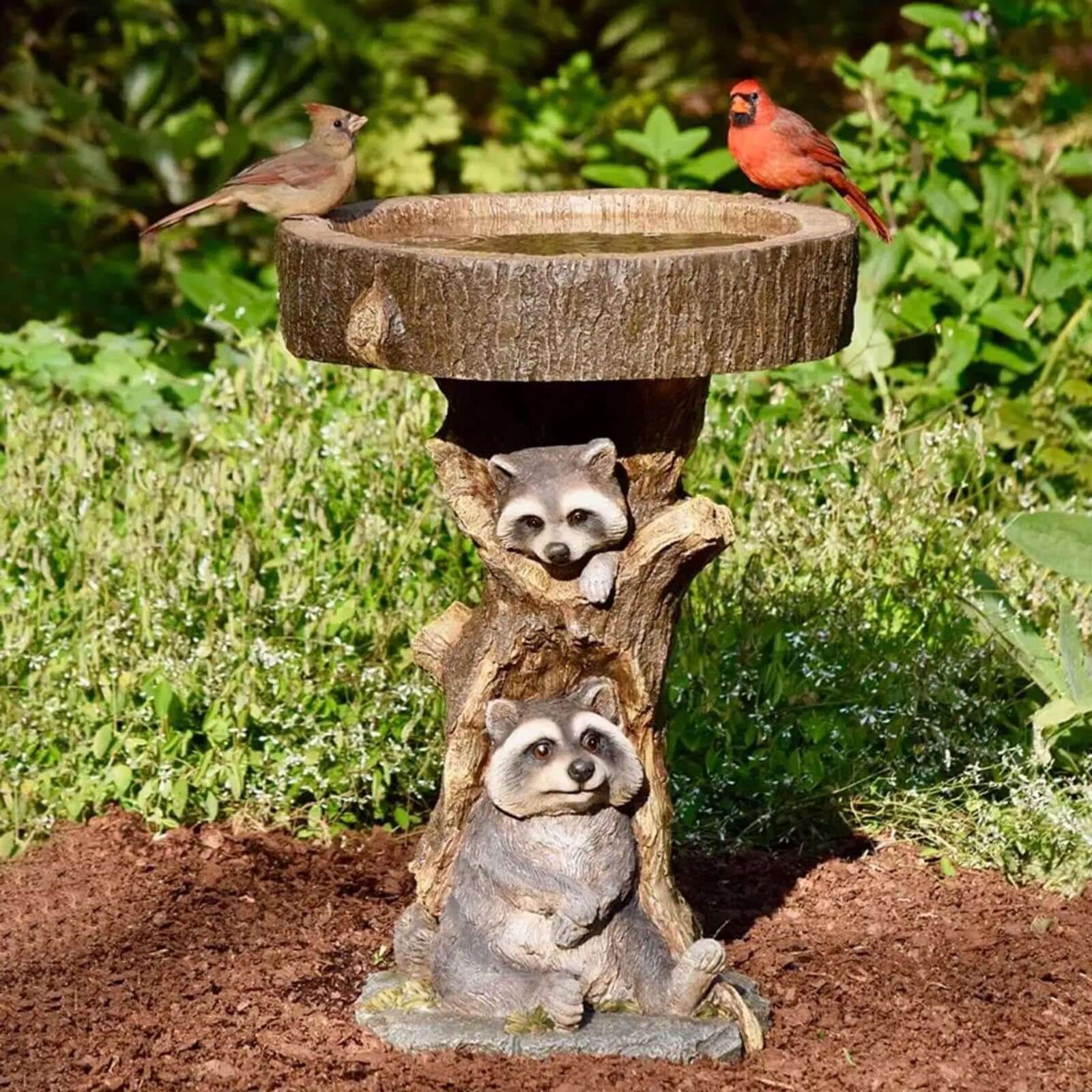 Handcrafted Resin Garden Bird Bath/Feeder with Animal Ornaments