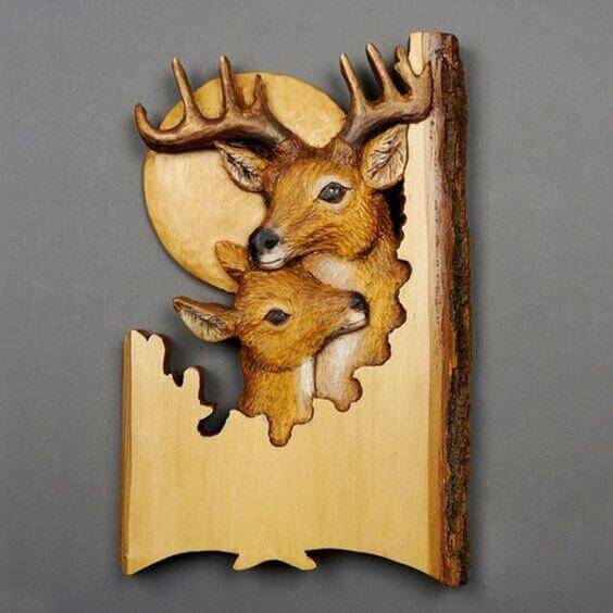 Wooden Animal Carving Wall Hanging