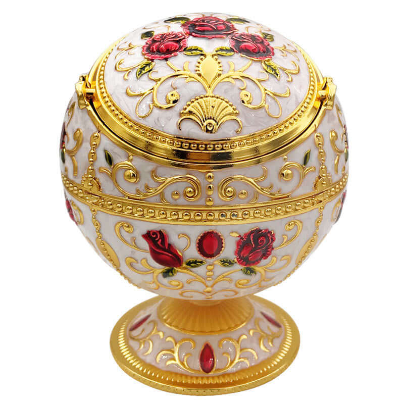 Metal Spherical Globe Decorated Ashtray With Lid