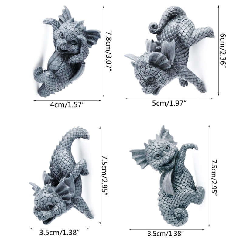 Set of 4 Resin  Cartoon Dragons