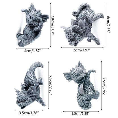 Set of 4 Resin  Cartoon Dragons