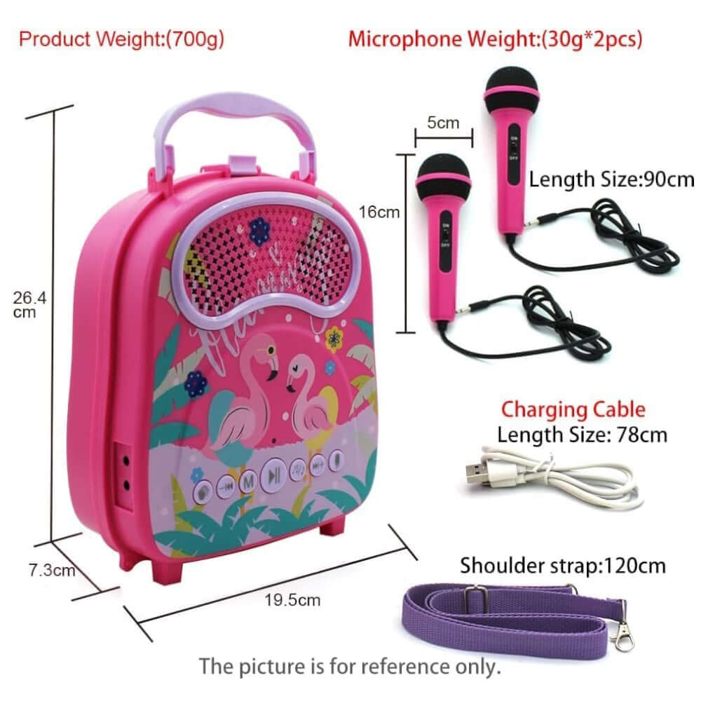 GOMINIMO Kids Portable Karaoke with Two Microphones (Rectangle, Pink Flamingo) GO-KMM-103-HXDW